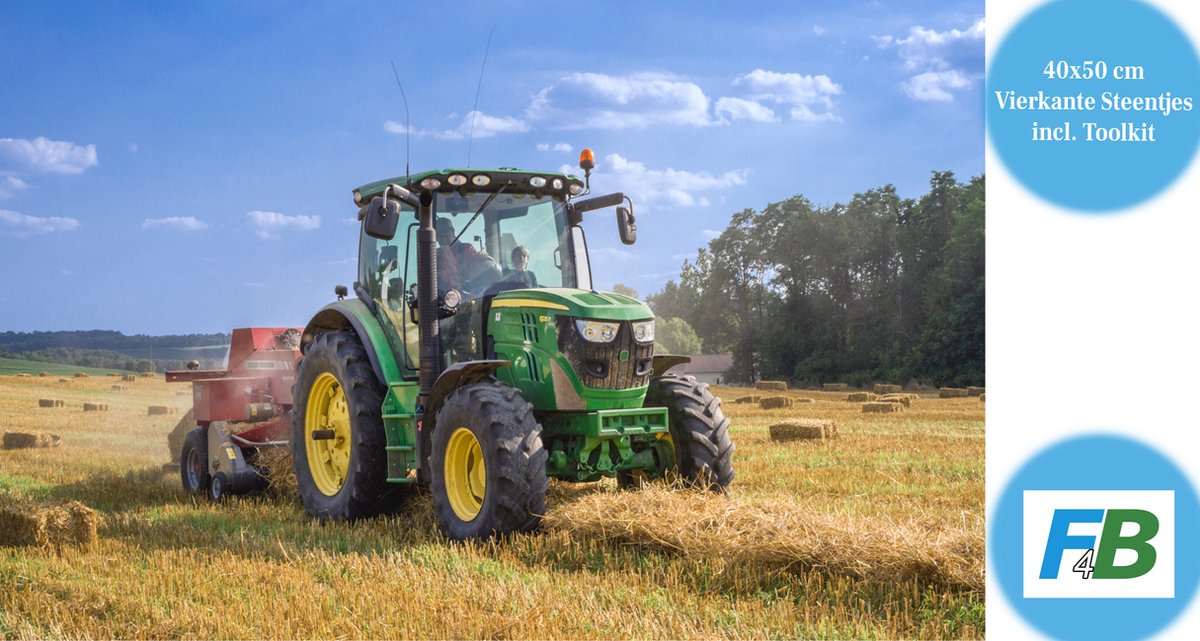 F4B Tractor in Weiland Diamond Painting 40x50 cm | Vierkante Steentjes | Trekker | Boerderij | Landschappen | Volledig Dekkend | Diamond Painting Pakket Volwassenen